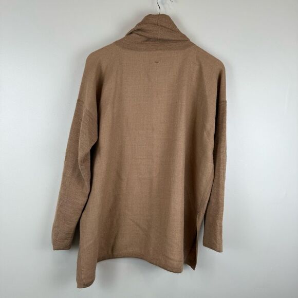 Cuyana 100% Baby Alpaca Turtleneck Tunic Sweater Tan Women's Size XS/S Oversized - Picture 4 of 7